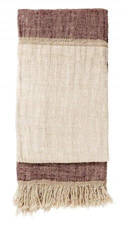 Sengeteppe Linen Fringes - Burgundy/rose