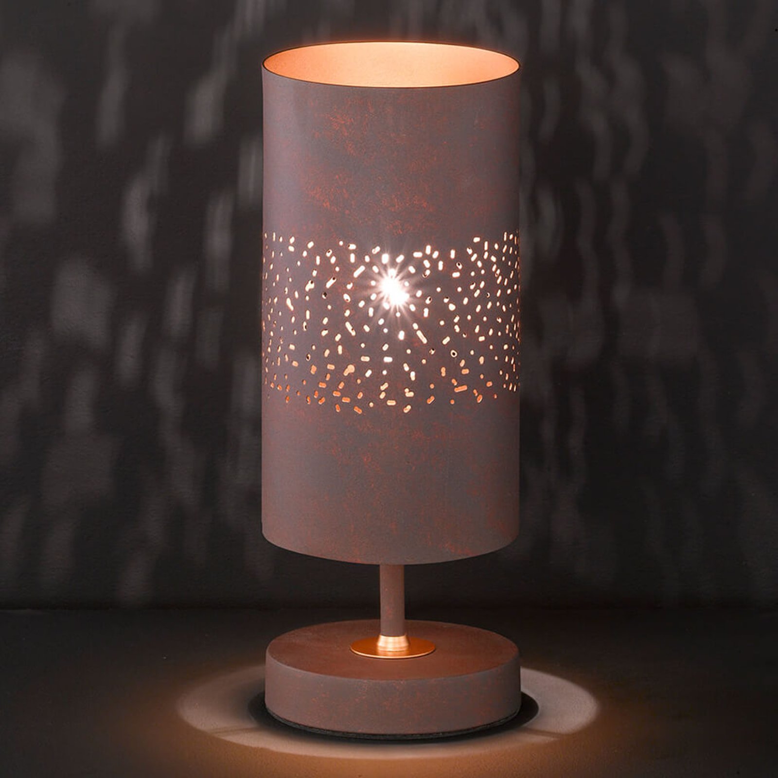 Metallbordlampe Ancona i brun antikk