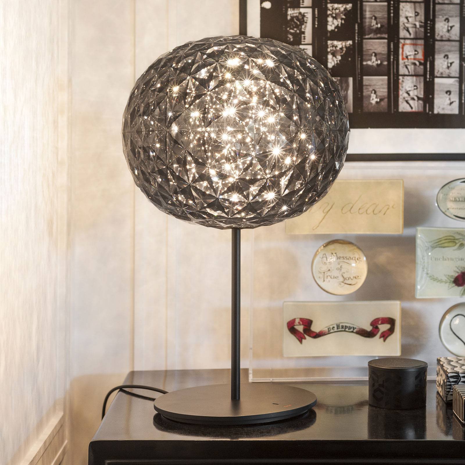 LED bordlampe Planet med berøringsdimmer, røykgrå