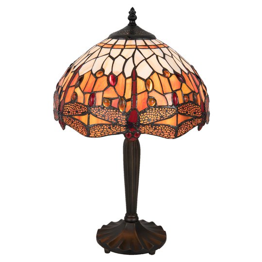5204 bordlampe med øyenstikker-mønster, rød-brun