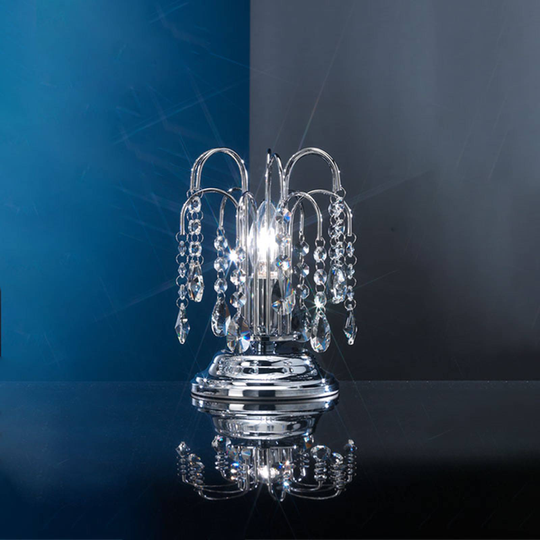Pioggia bordlampe med krystallregn, 26 cm, krom