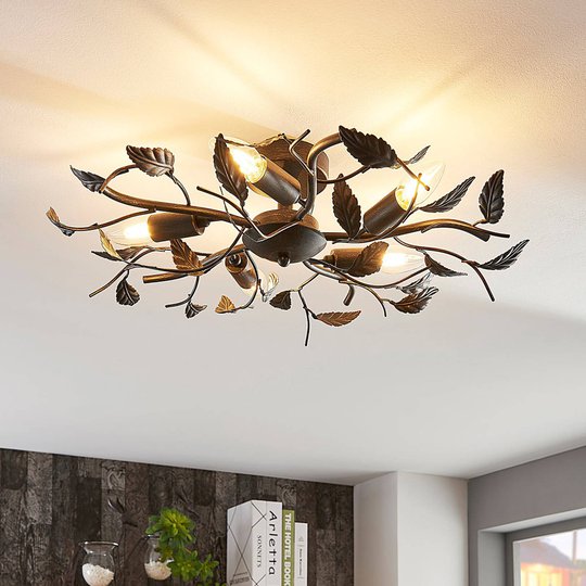 Dekorativ taklampe Yos, med blader