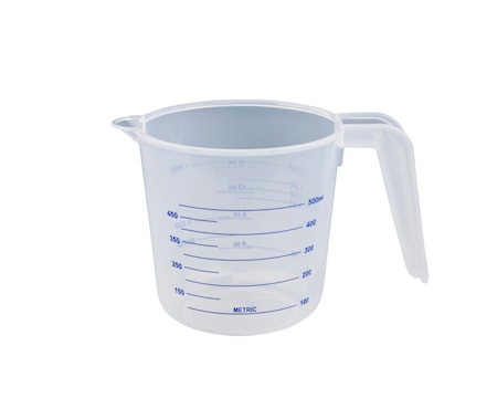 Målekanne 0,5L klar/blå