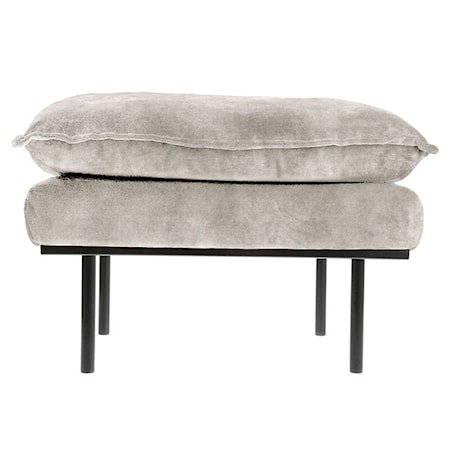 Retro Sofa Fløyel Puff Kremhvit