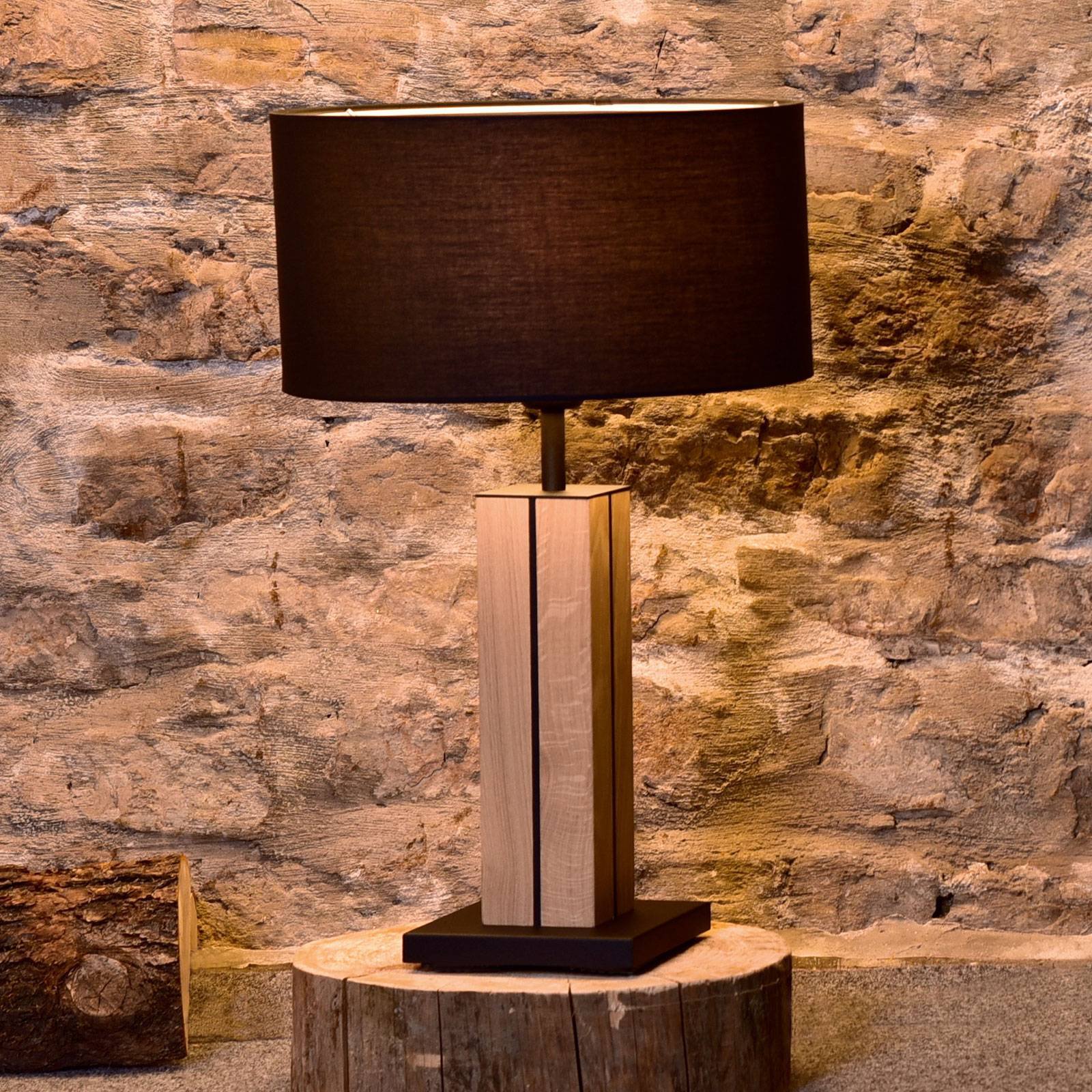 HerzBlut Dana bordlampe, eik natur, svart, 56 cm