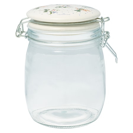 Asta glasskrukke 0,75l, hvit/mønster