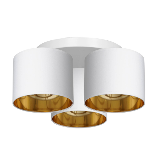 Taklampe Soho, sylindrisk 3 lyskilder hvit/gull