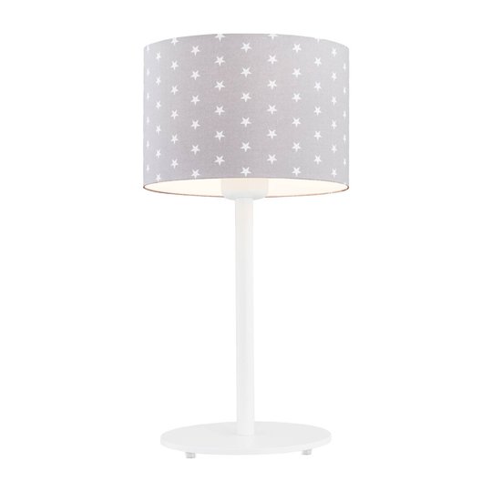 Bordlampe Moa, stoffskjerm grå/stjerne, hvit