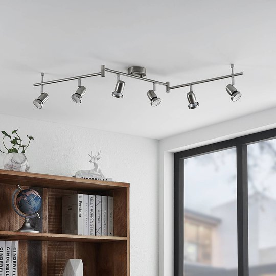 ELC Simano LED-takspot, nikkel, 6 lyskilder