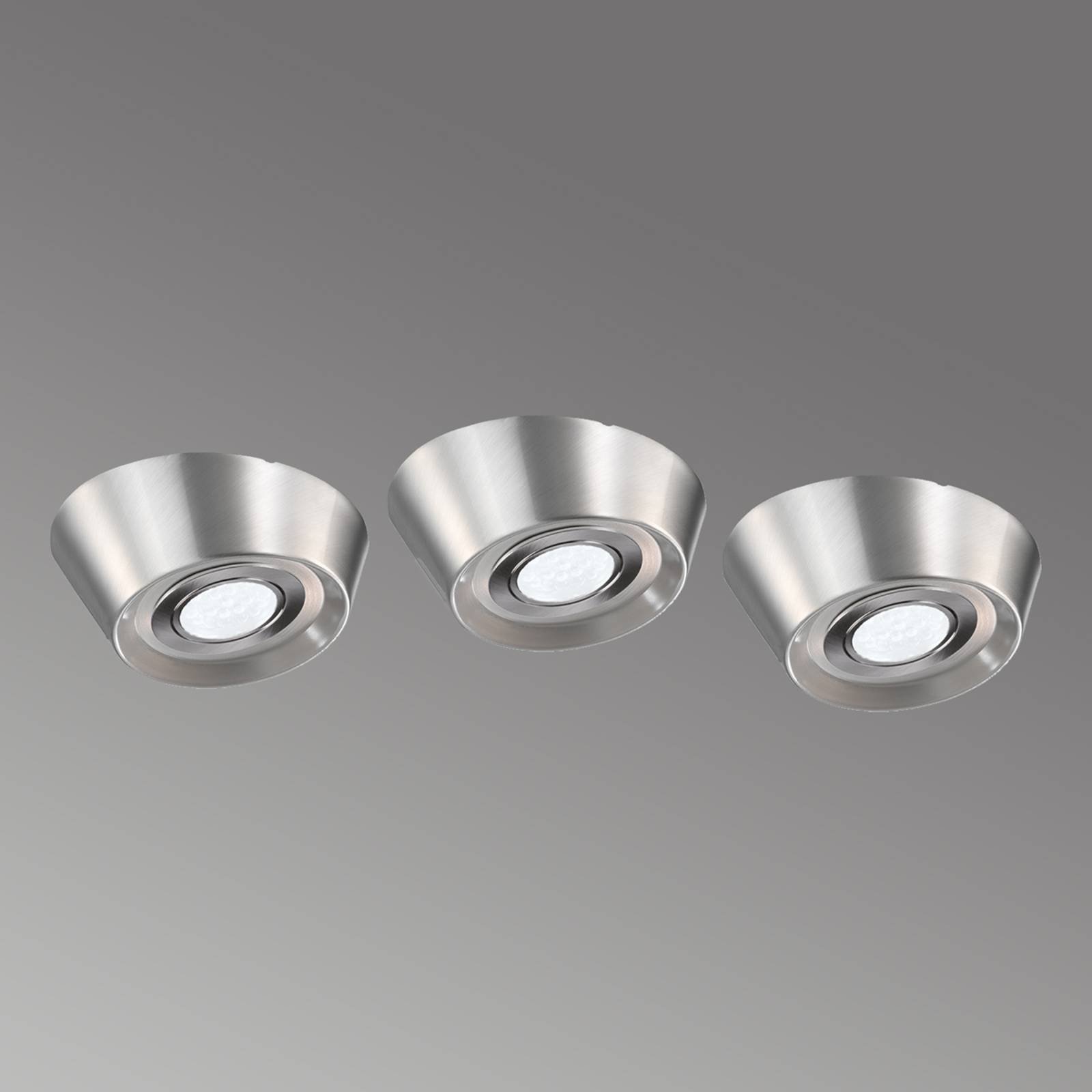 LED-benkbelysning PAL CF, 12 cm Ø, sett på 3