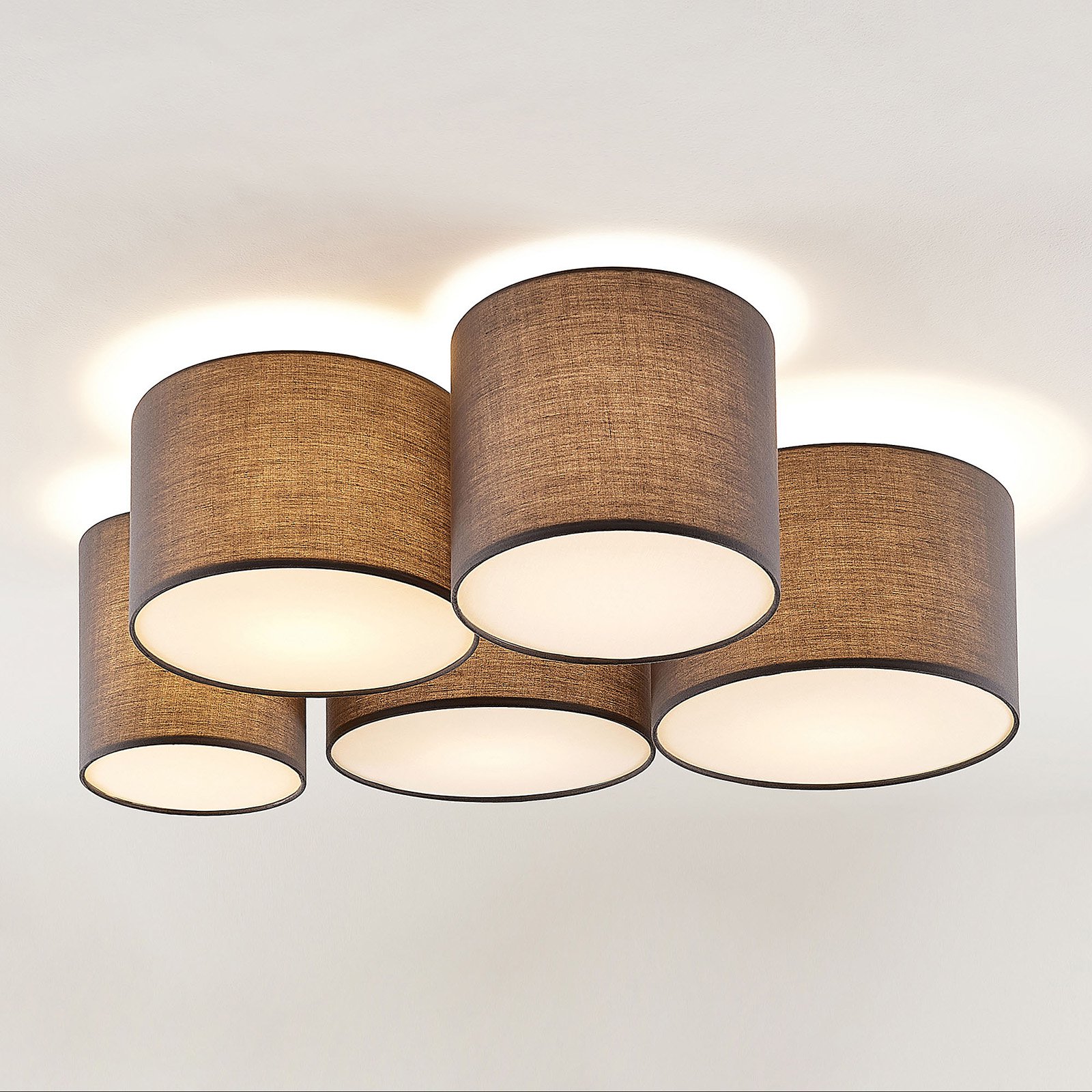 Lindby Laurenz taklampe, 5 lyskilder, 83cm grå