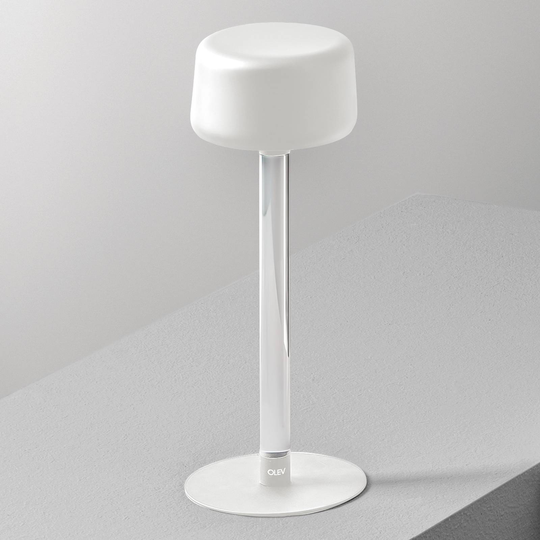 OLEV Tee designer-bordlampe med batteri, hvit