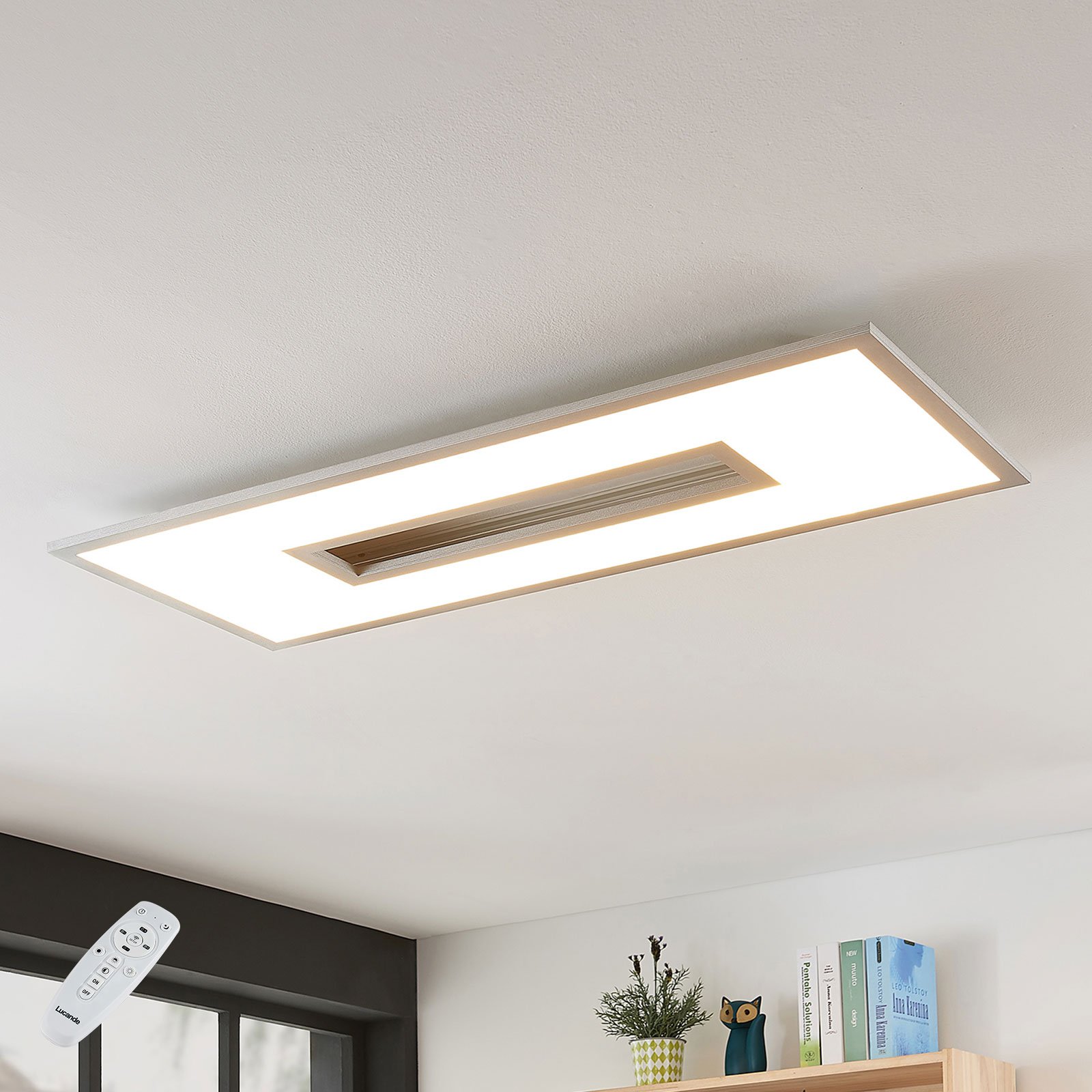 LED-taklampe Durun, dimbar, CCT, kantet, 96 cm