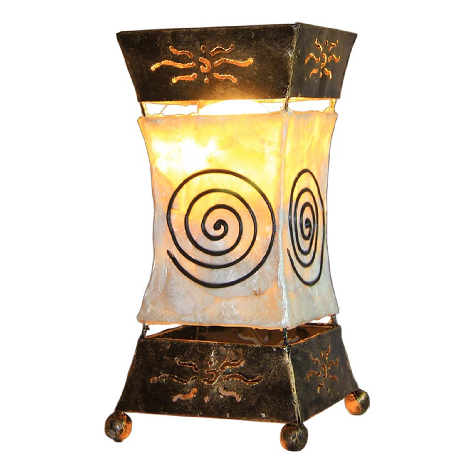 Lys bordlampe Xenia med spiralmotiv