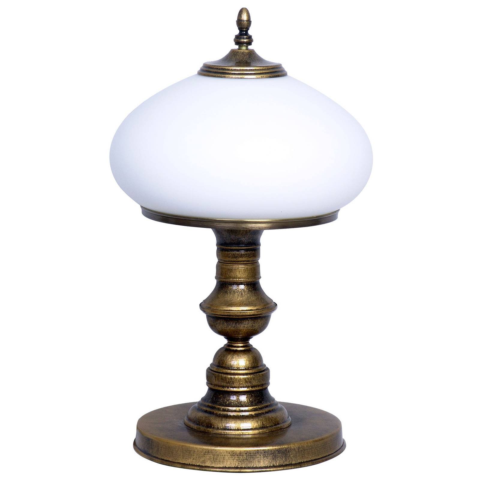 493 bordlampe, opalglass/antikk gull, høyde 45 cm