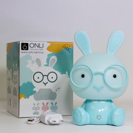 Bunny LED-bordlampe til barnerom, lyseblå
