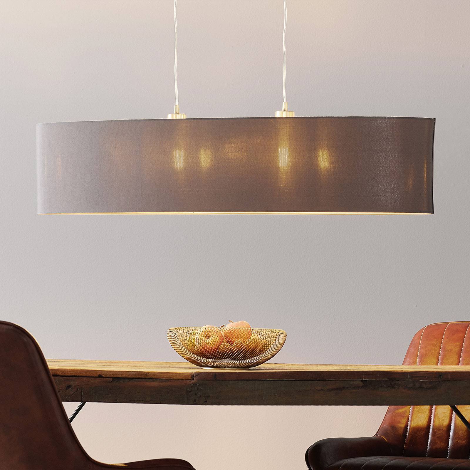 Tekstil-hengelampe Maserlo, oval, cappuccino 100cm