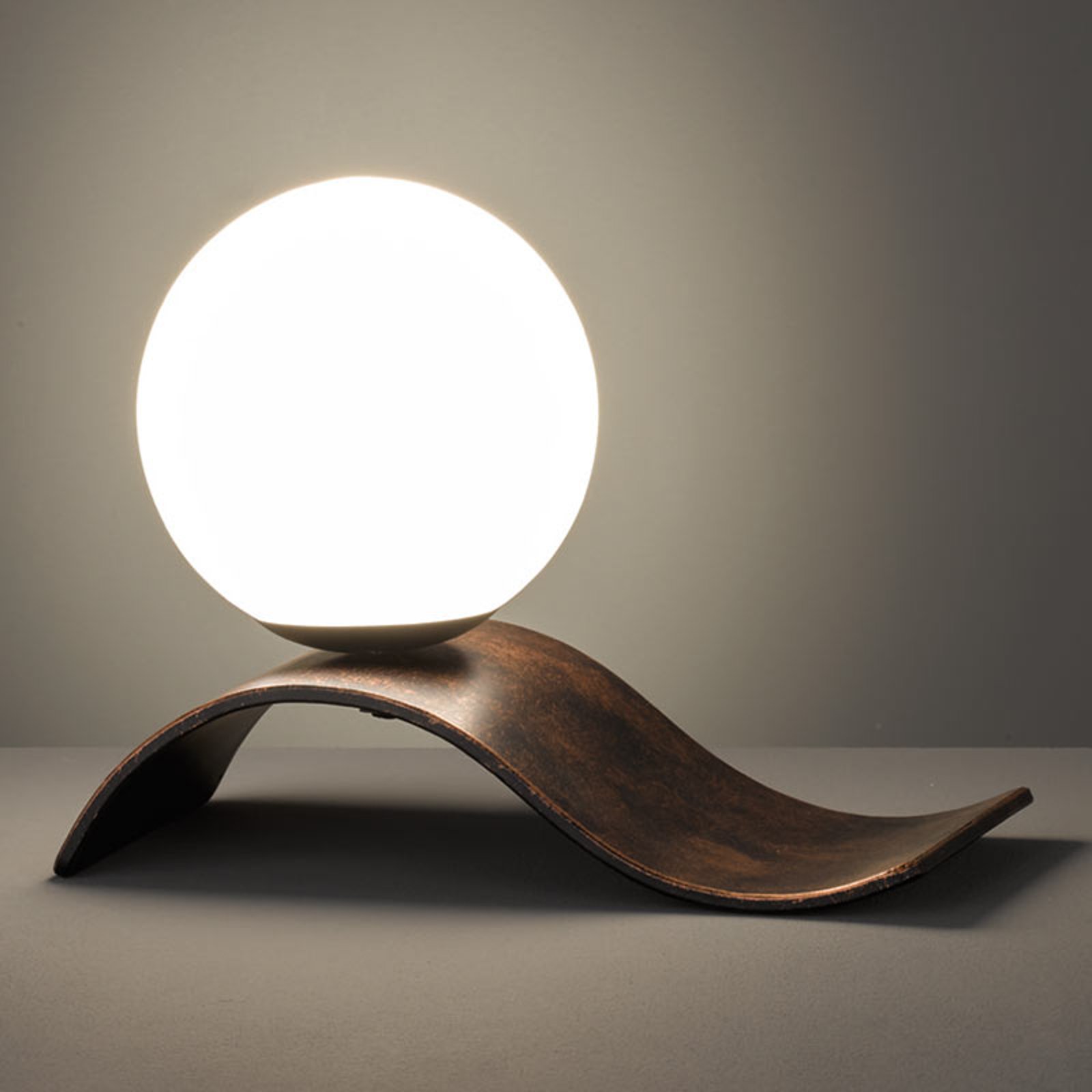 Glass-bordlampe Lara, kobber antikk