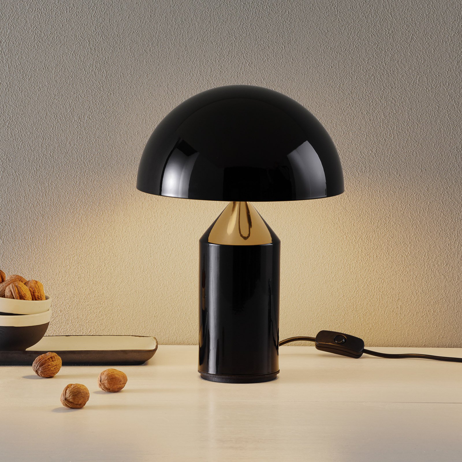 Oluce Atollo - bordlampe i svart, 35 cm