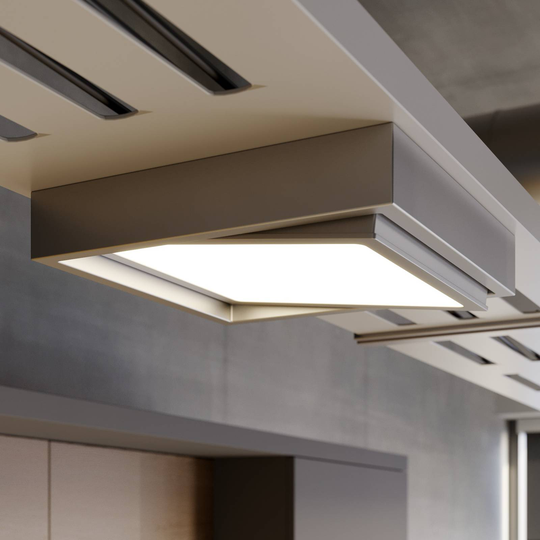 Prios Uvan LED-taklampe vippbar, kantet, krom