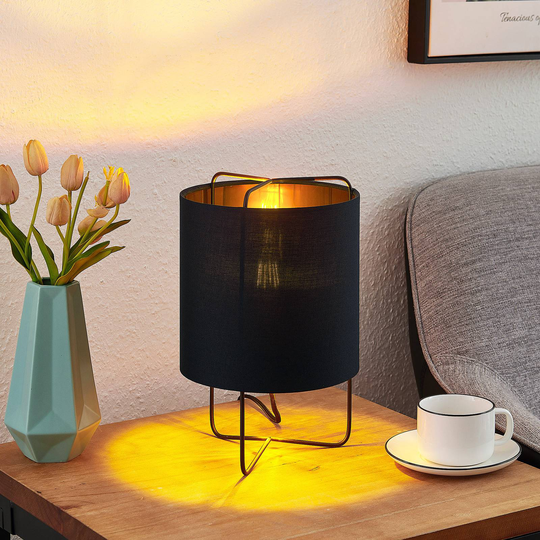 Lindby Kesta bordlampe, svart og gull, 32 cm
