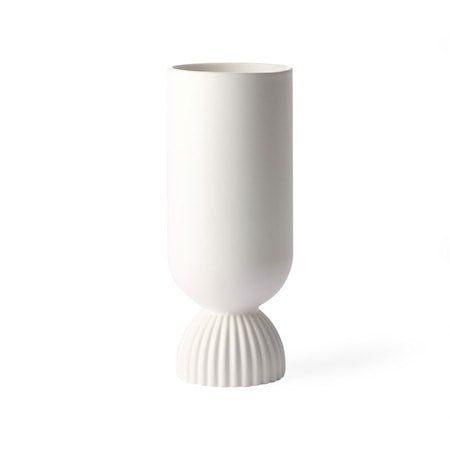 Flower Ceramic Vas Ribbed base White