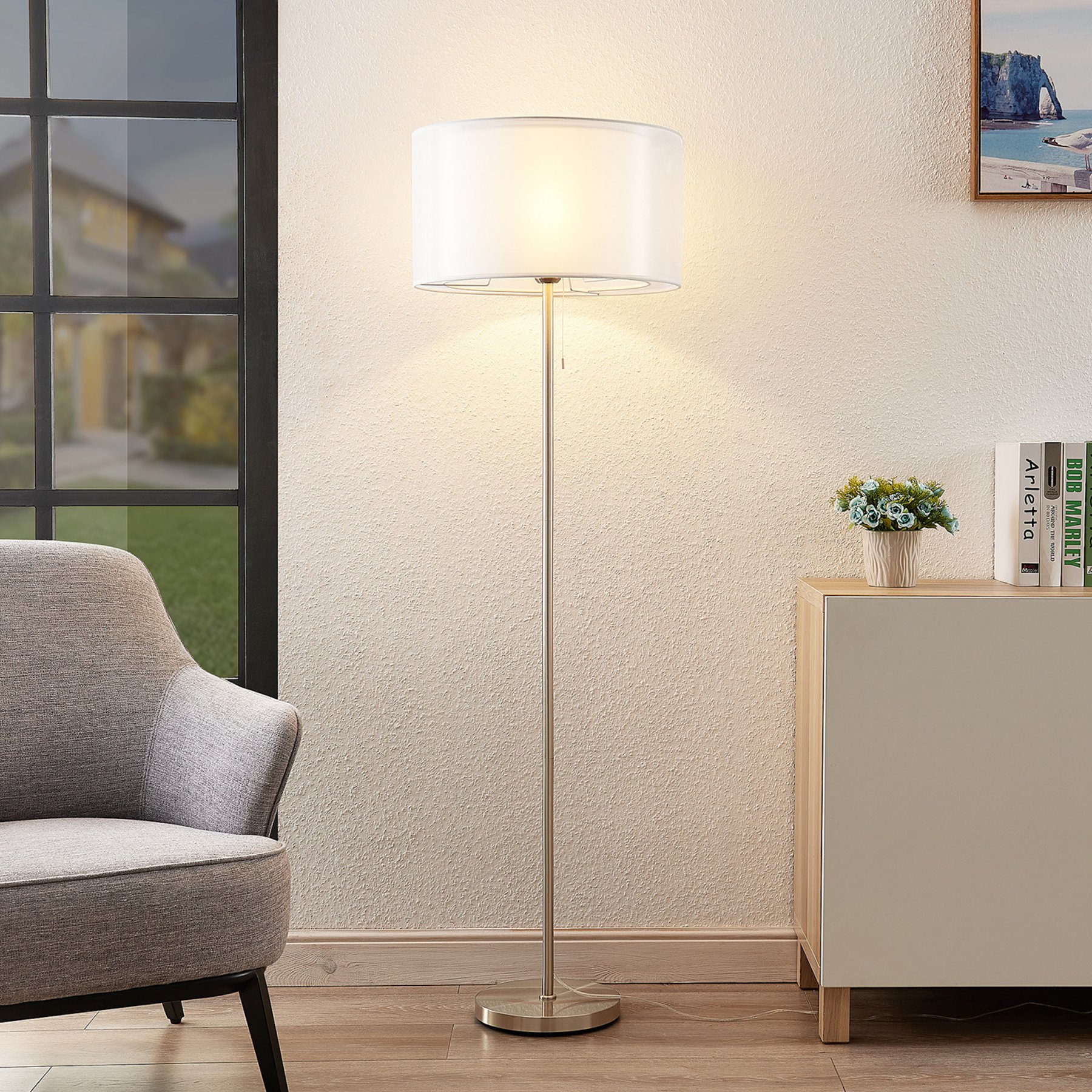 Lindby Taxima gulvlampe, hvit