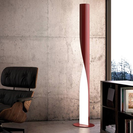 Spiralformet gulvlampe Evita, rød