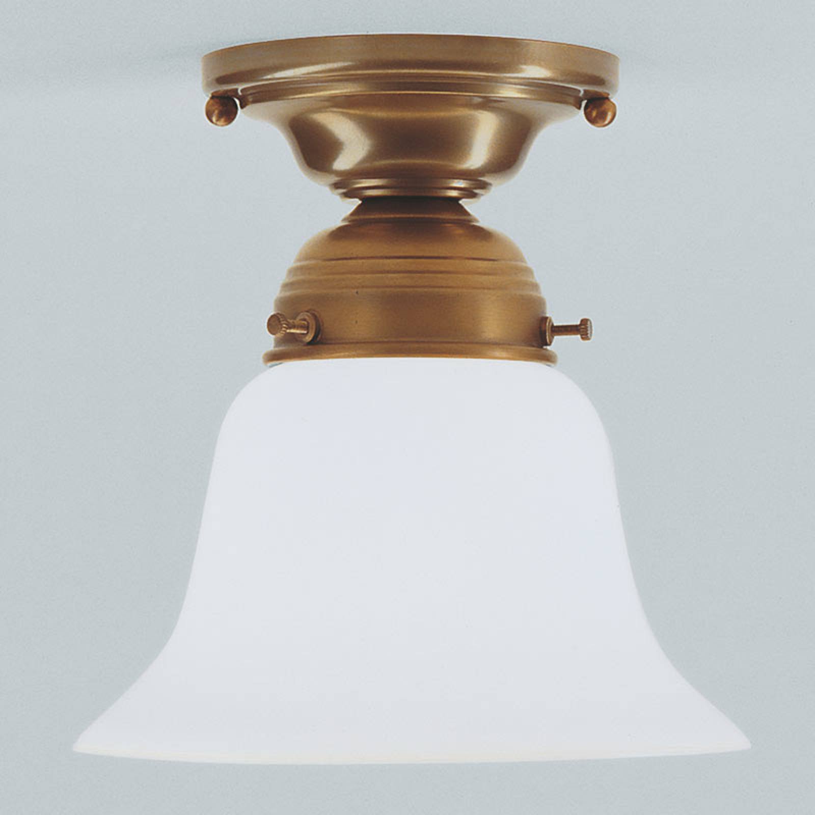 Taklampe Alena i messing med glasskjerm