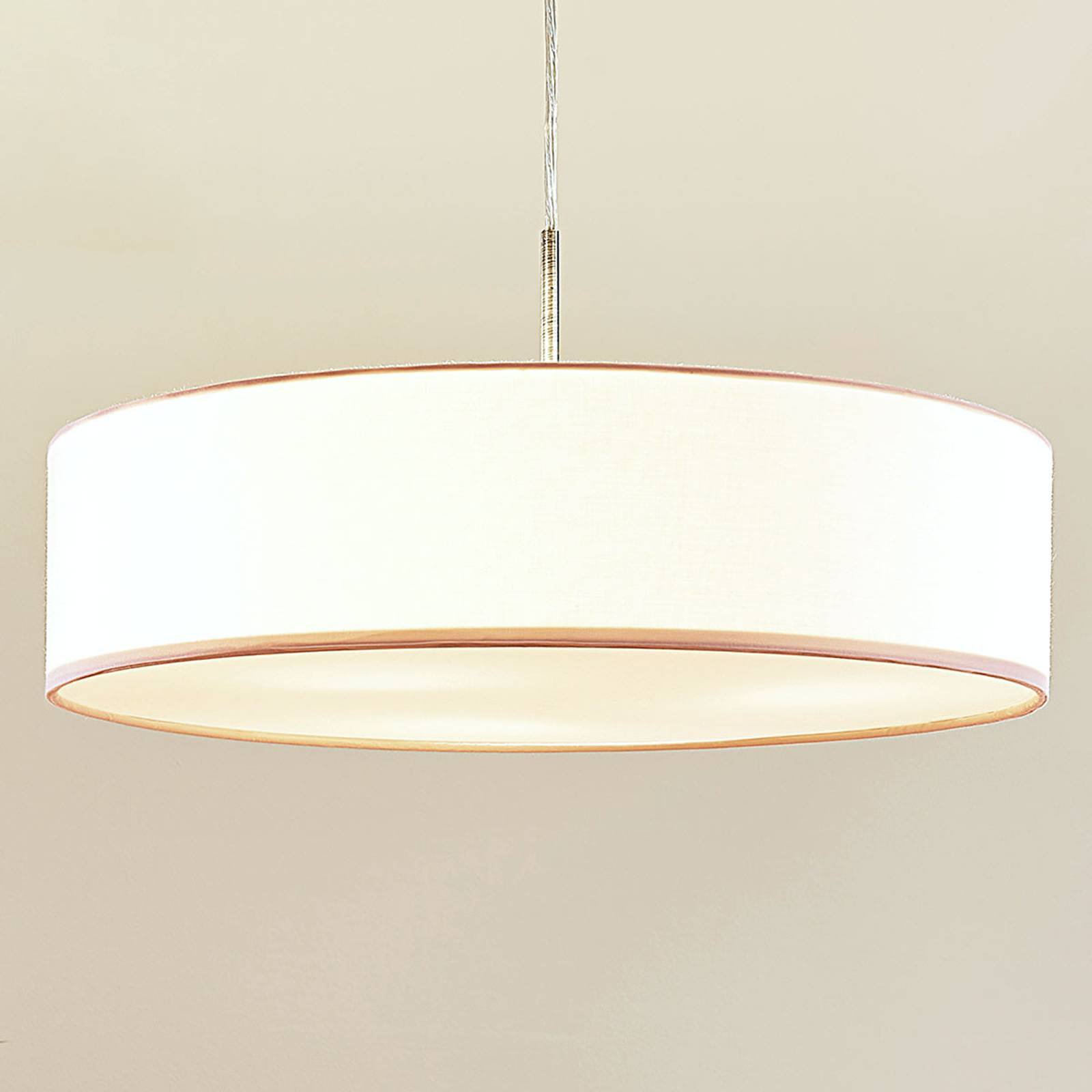 Hvit LED-pendellampe Sebatin av stoff