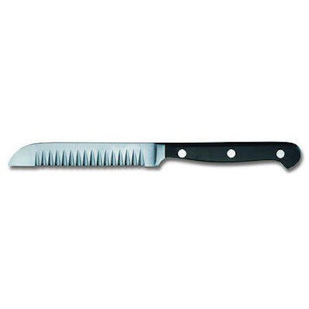 Dekorkniv 11 cm bølgetannet smidd svart nylonhåndtak