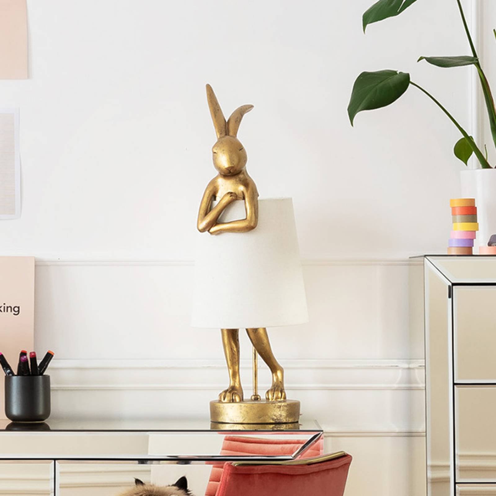 KARE Animal Rabbit bordlampe gull/hvit