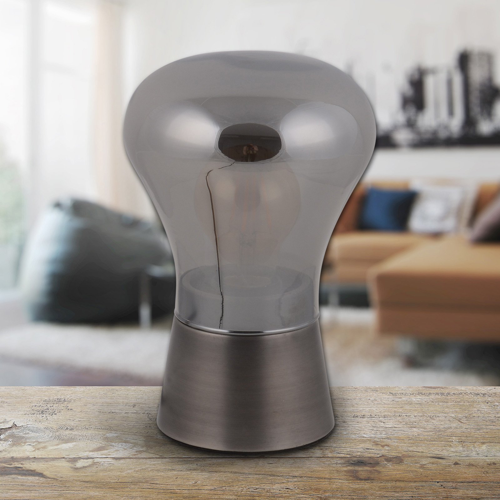 Kerry bordlampe av glass, stål