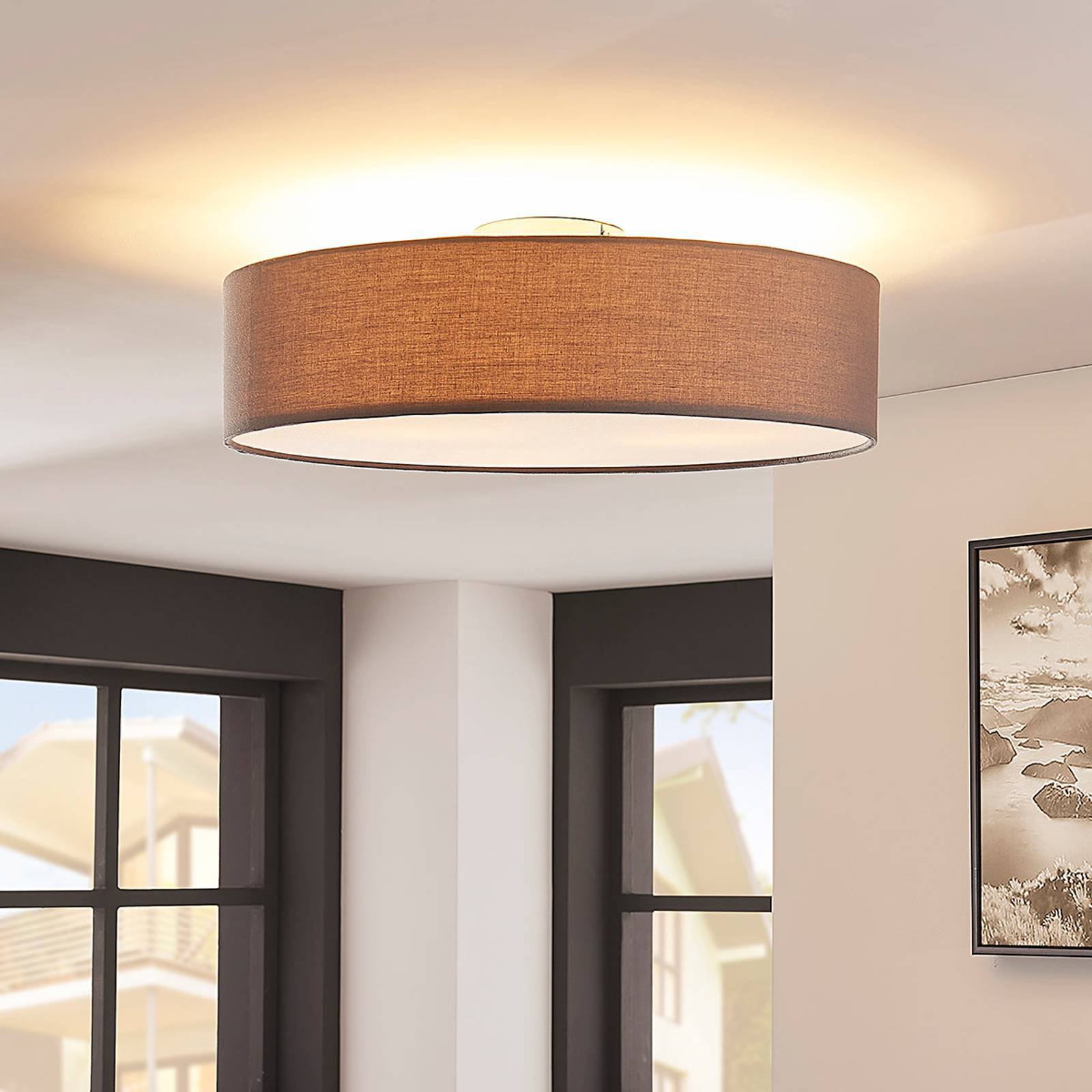 Grå LED-taklampe Sebatin av stoff