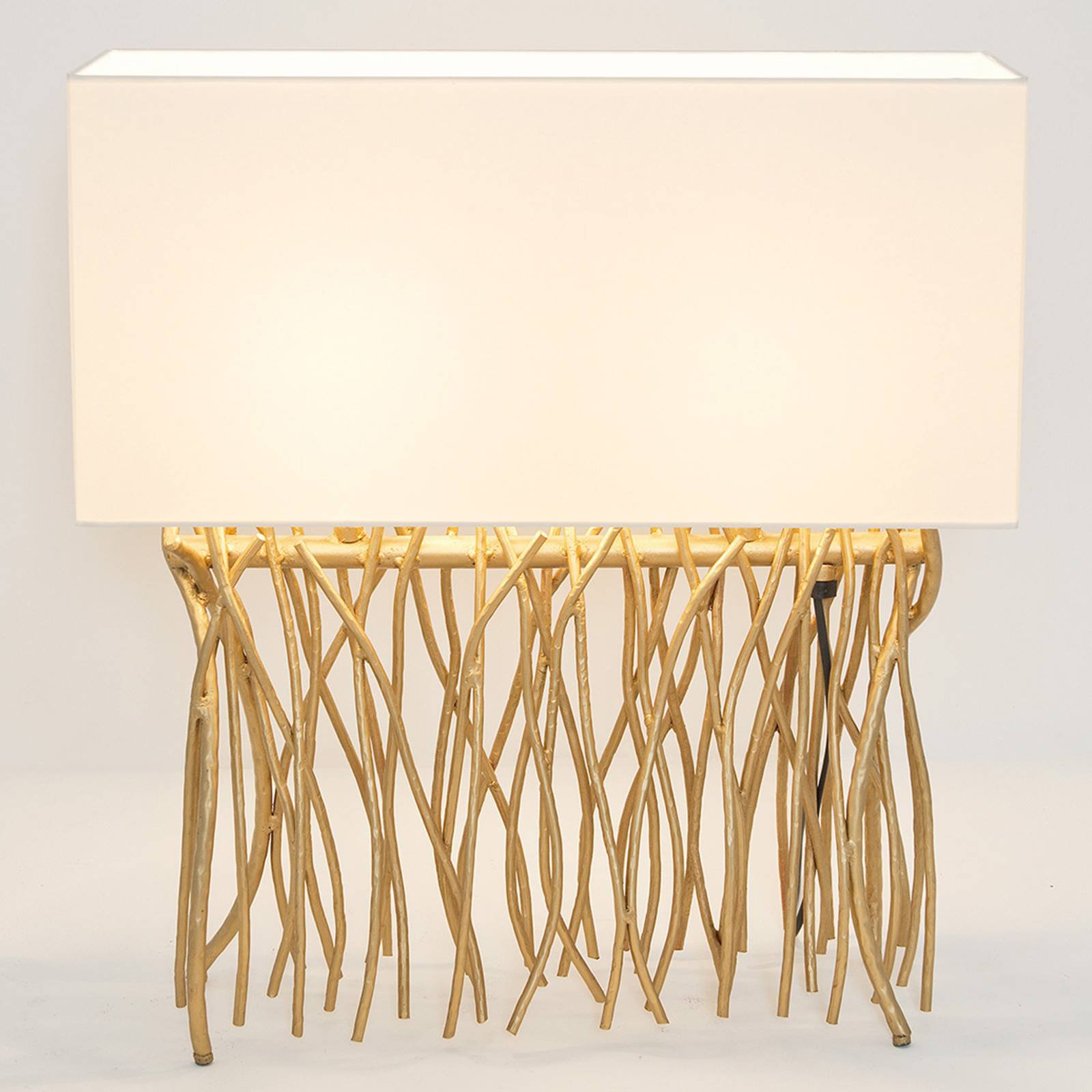 Bordlampe Capri, kantet, ecru/gold