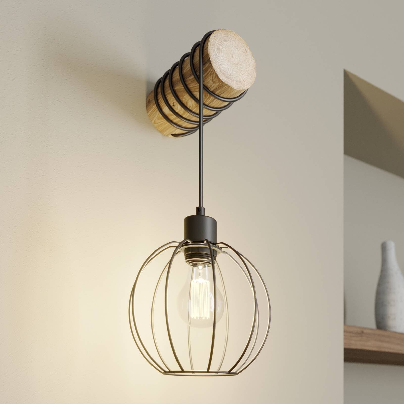 Vegglampe Karou, brun beiset