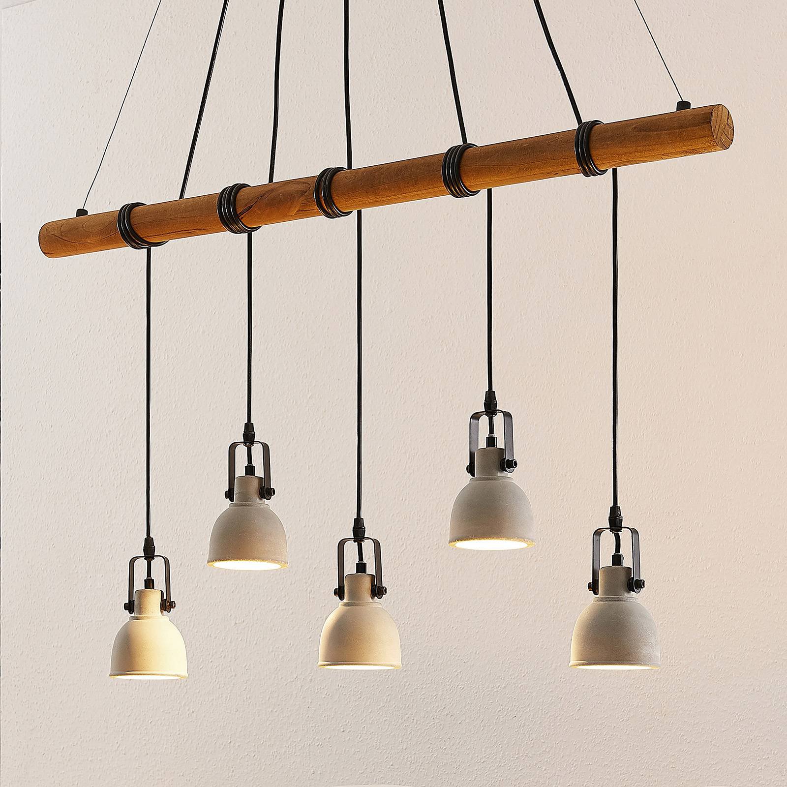 Lindby Mirka LED-hengelampe av betong og tre