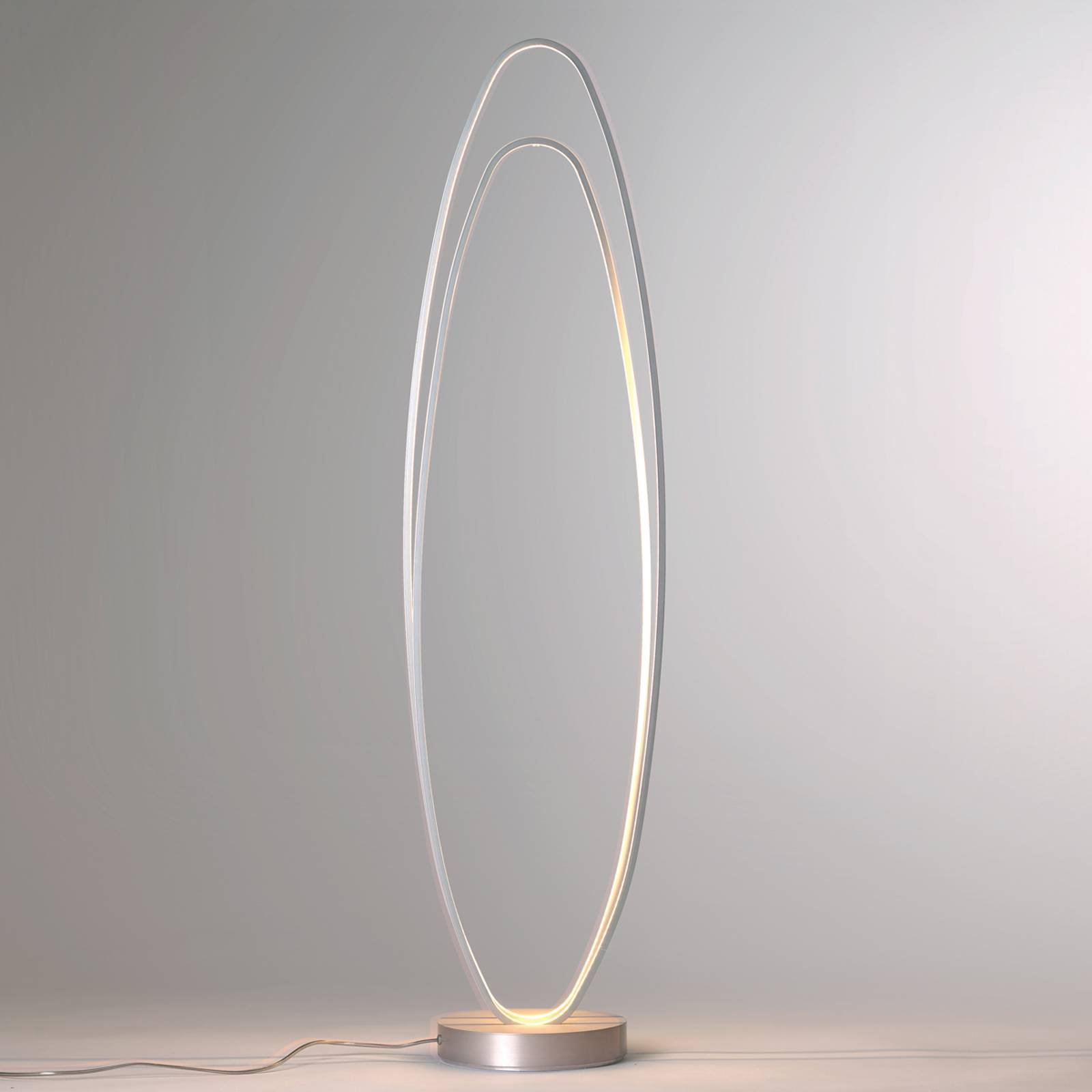 Ellipseformet LED-gulvlampe Flair, aluminium
