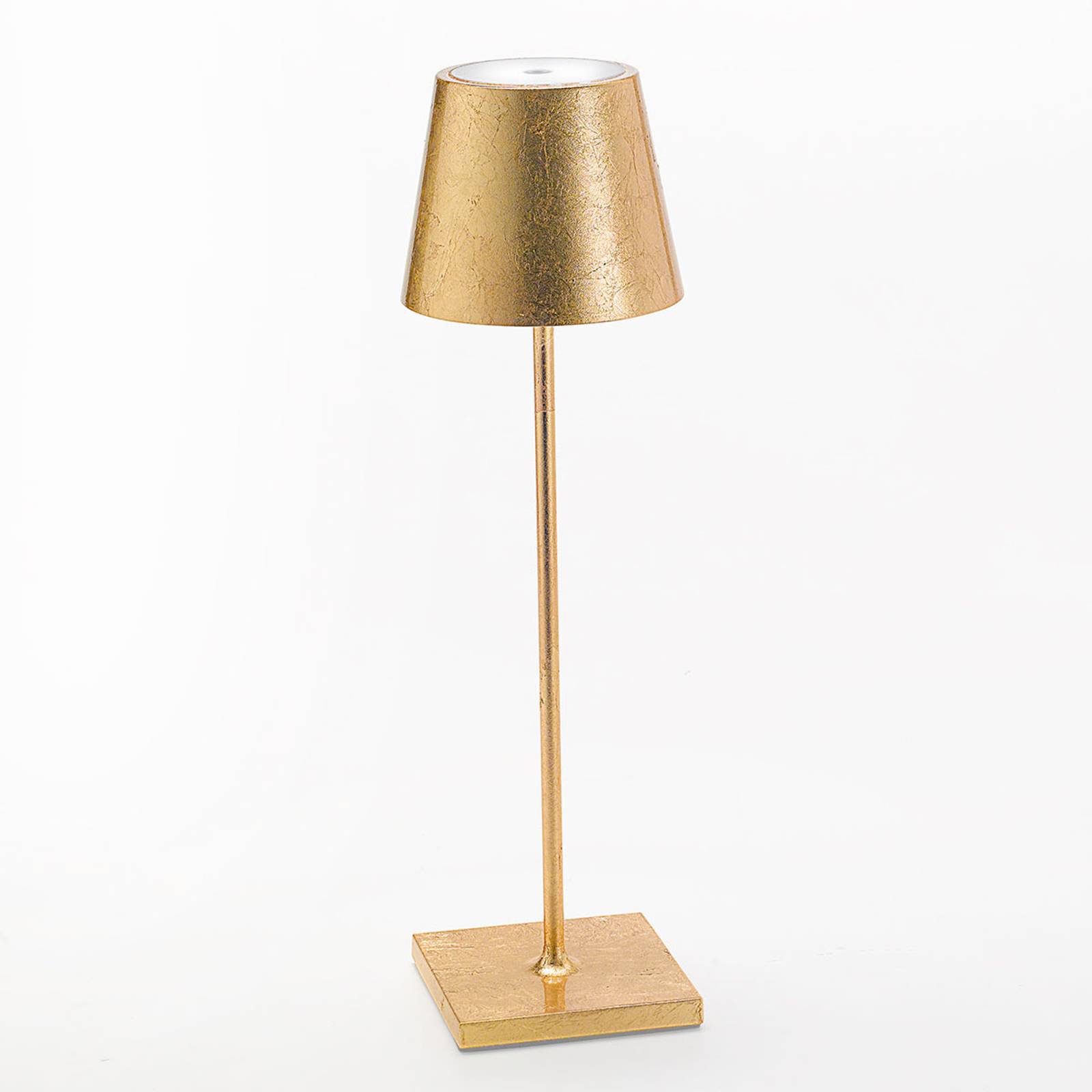 LED-bordlampe Poldina med dekor, bærbar, gull