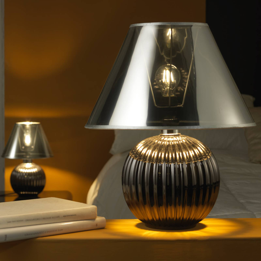 Bordlampe Moon, svart/sølv, høyde 36 cm