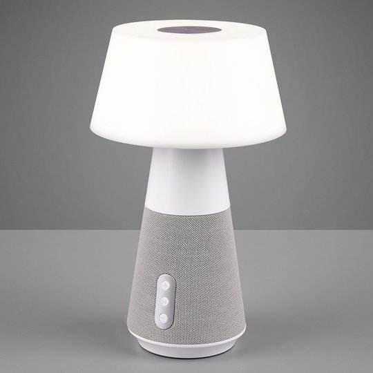 LED-bordlampe DJ med høyttaler, hvit/grå