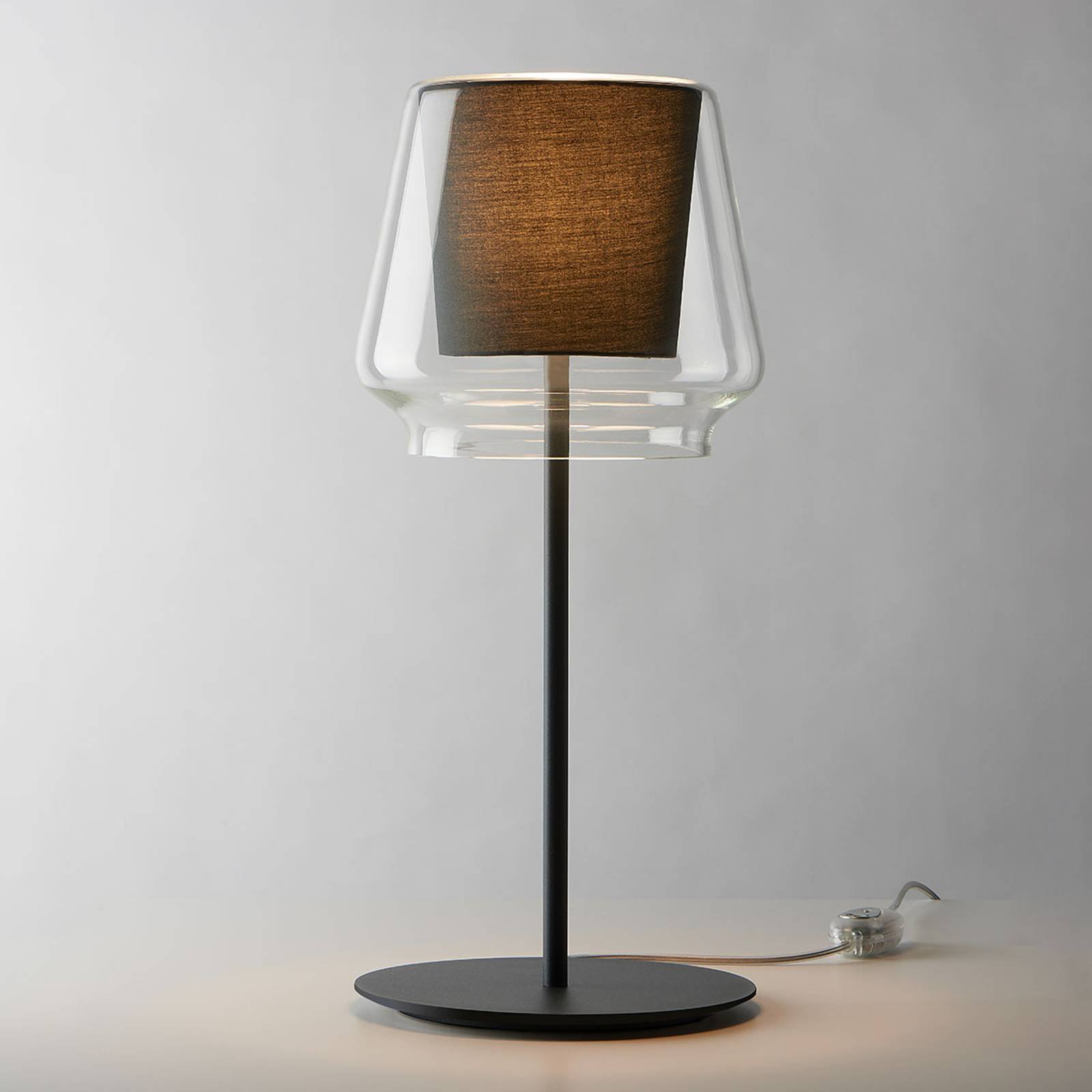 Casablanca Aleve - dimbar bordlampe, stoff antras.