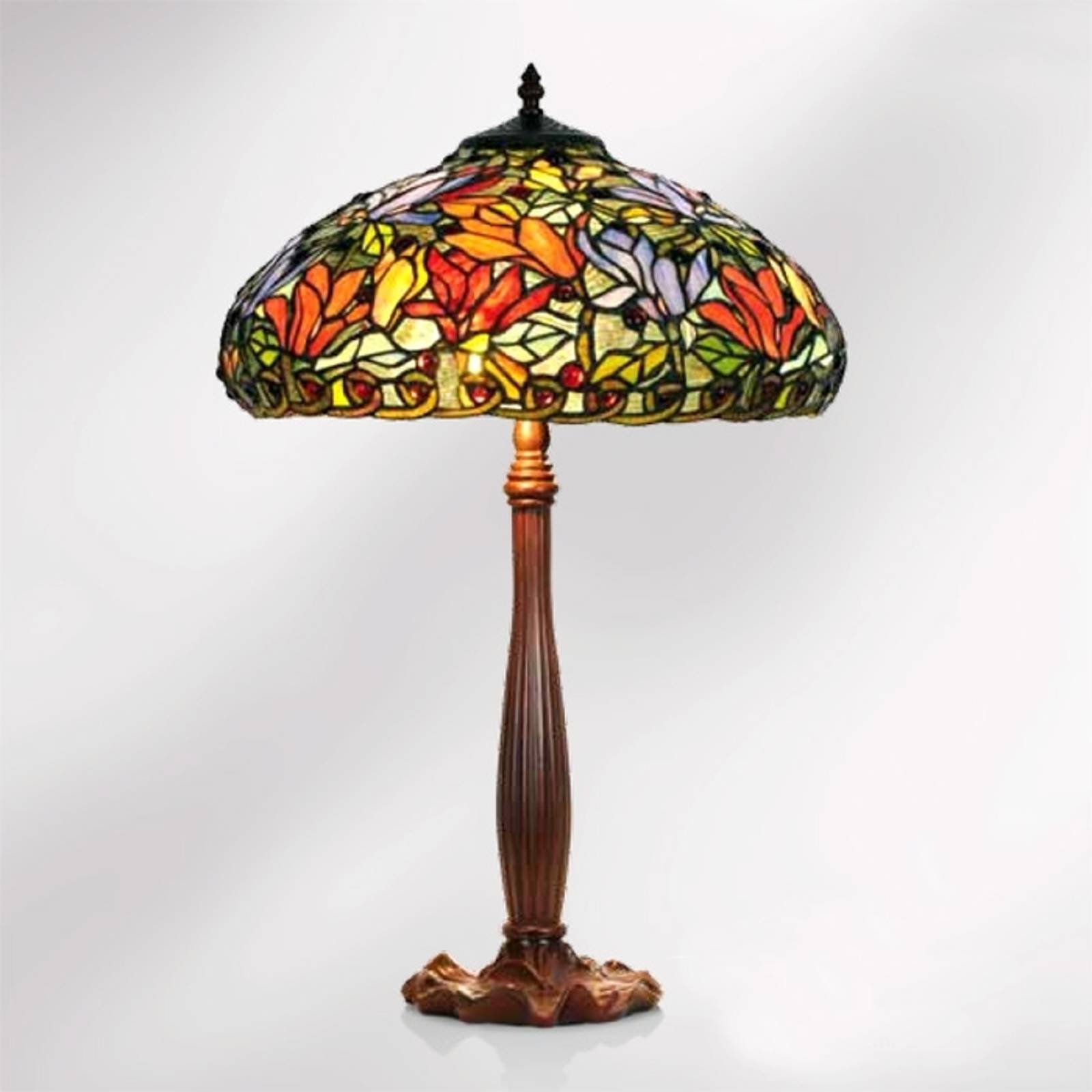 Elaine bordlampe med Tiffany-blomster på 64 cm