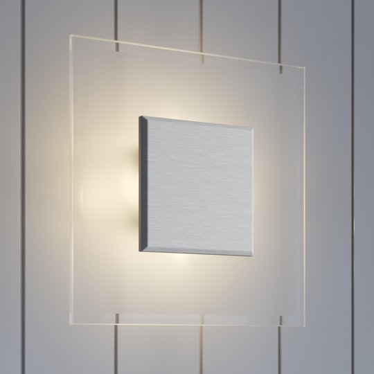 Firkantet LED-vegglampe Lole i glass