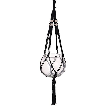Macramé-ampel 15 x 15 x 13 cm Svart