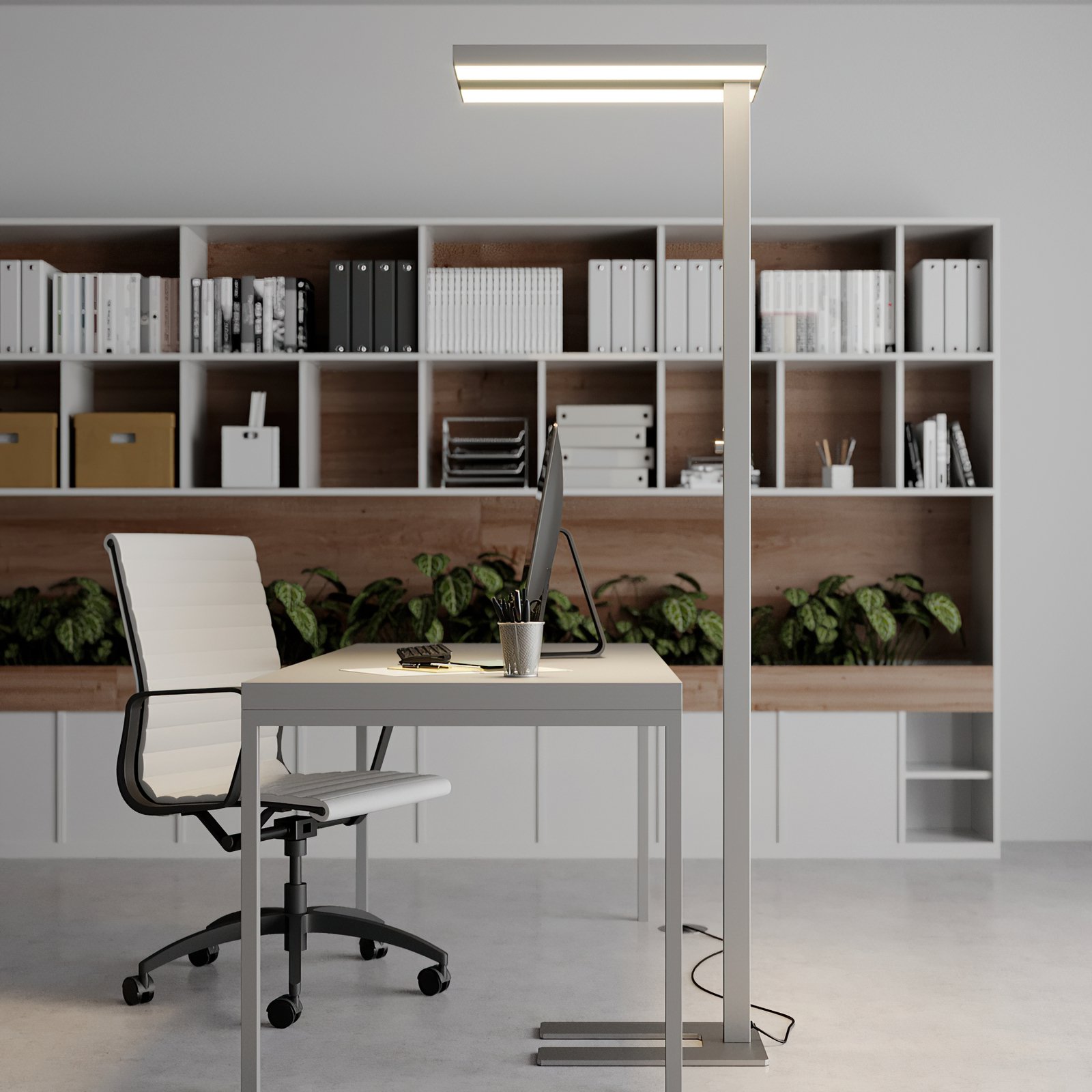 Logan dimbar LED gulvlampe til kontor, 4 000 K