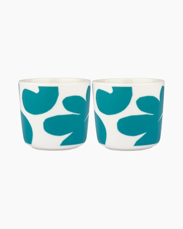 Oiva / Leikko kaffekopp 2 dl 2-pakning hvit/teal