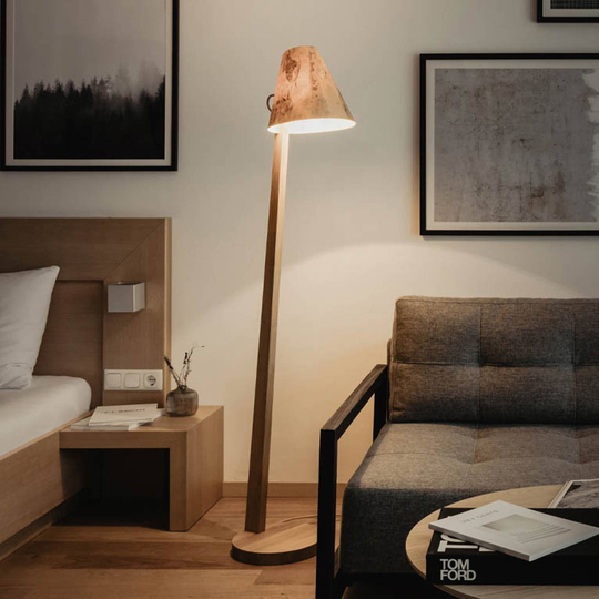 ALMUT 1411 gulvlampe bølget Ø30cm stein