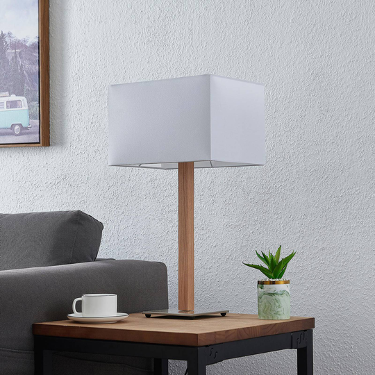 Lucande Heily bordlampe, kantet, hvit