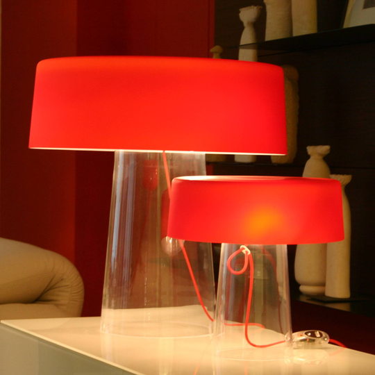 Prandina Glam bordlampe 36 cm klar / skjerm rød